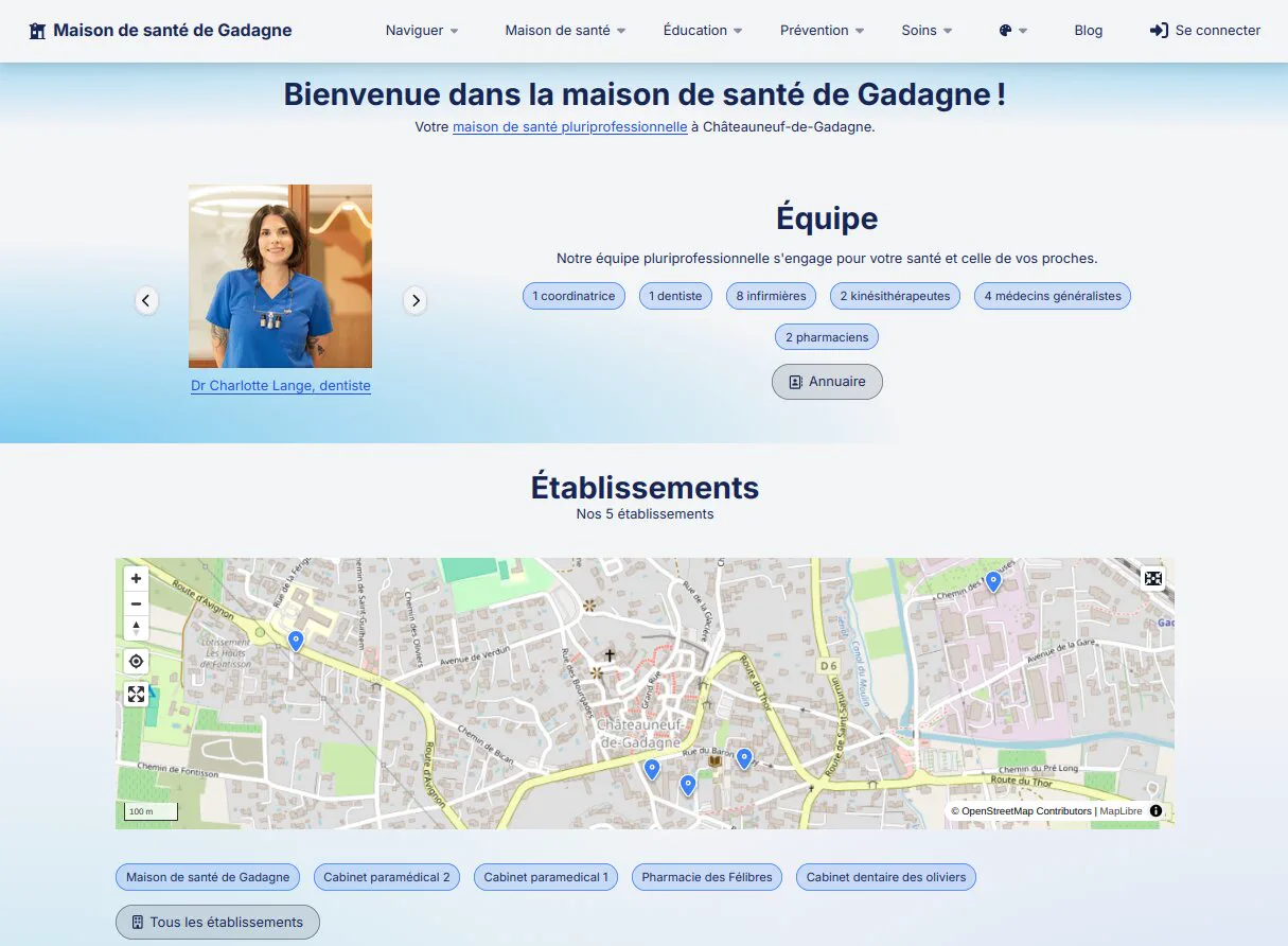 Page d'accueil du site de la MSP de Gadagne