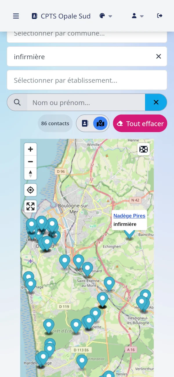 Cartographie des infirmières d'une CPTS